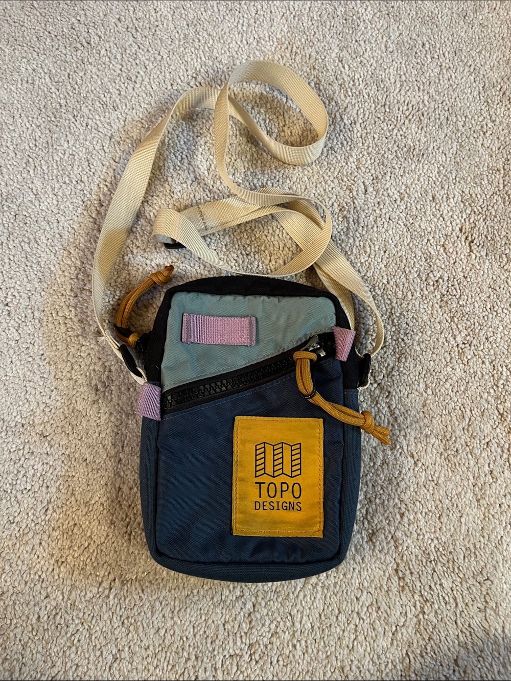 Topo Designs Mini Crossbody Pouch with Beige Strap